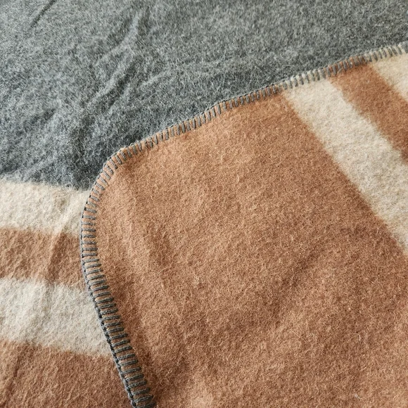 ALICIA ADAMS Alpaca Blanket Brown Striped Home Bedding 63 x 54 Made In Peru - Picture 8 of 8